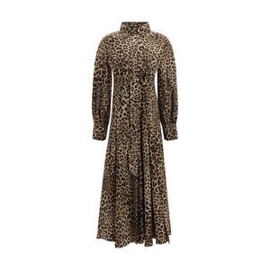 Ella Women Leopard-Print Long-Sleeved Dress With High Neck